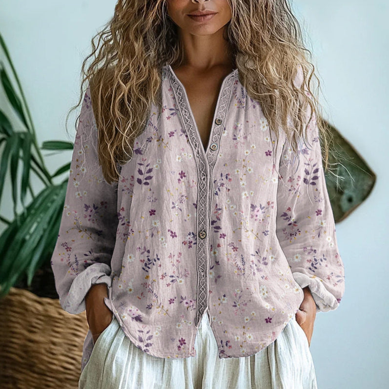 Capucine | Blouse Bohème à Imprimé Feuillage