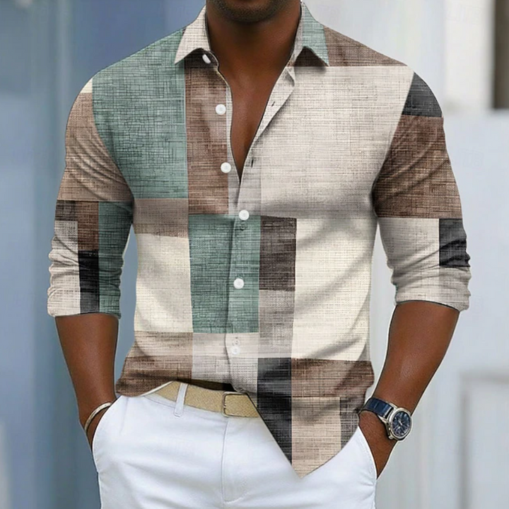 Lucas | Chemise Patchwork à Blocs de Couleurs