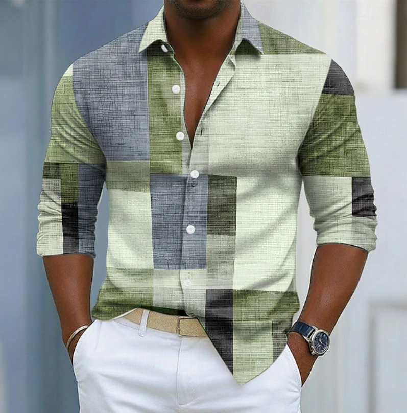 Lucas | Chemise Patchwork à Blocs de Couleurs
