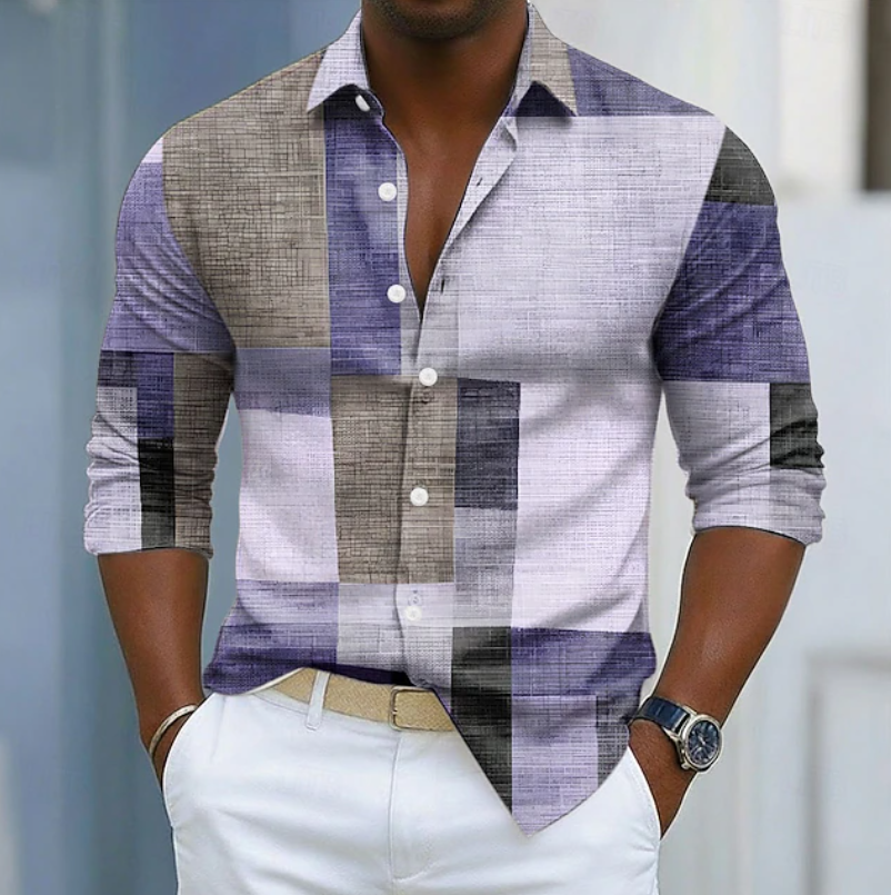 Lucas | Chemise Patchwork à Blocs de Couleurs