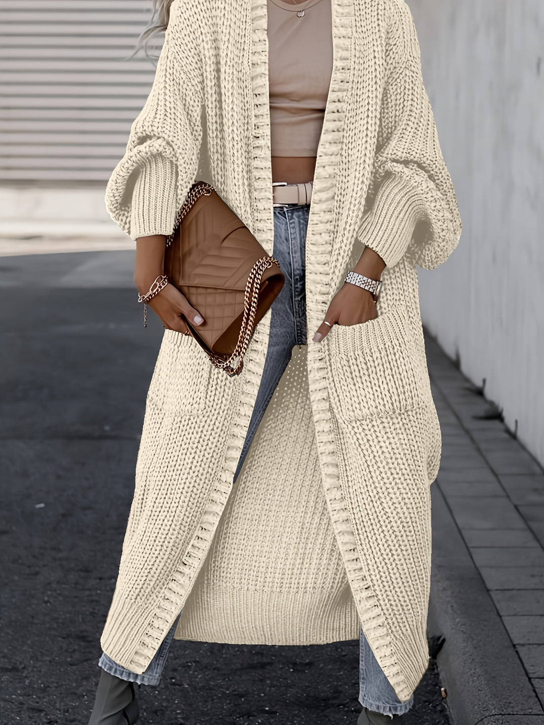 Yvette | Gilet Long Côtelé à Poches