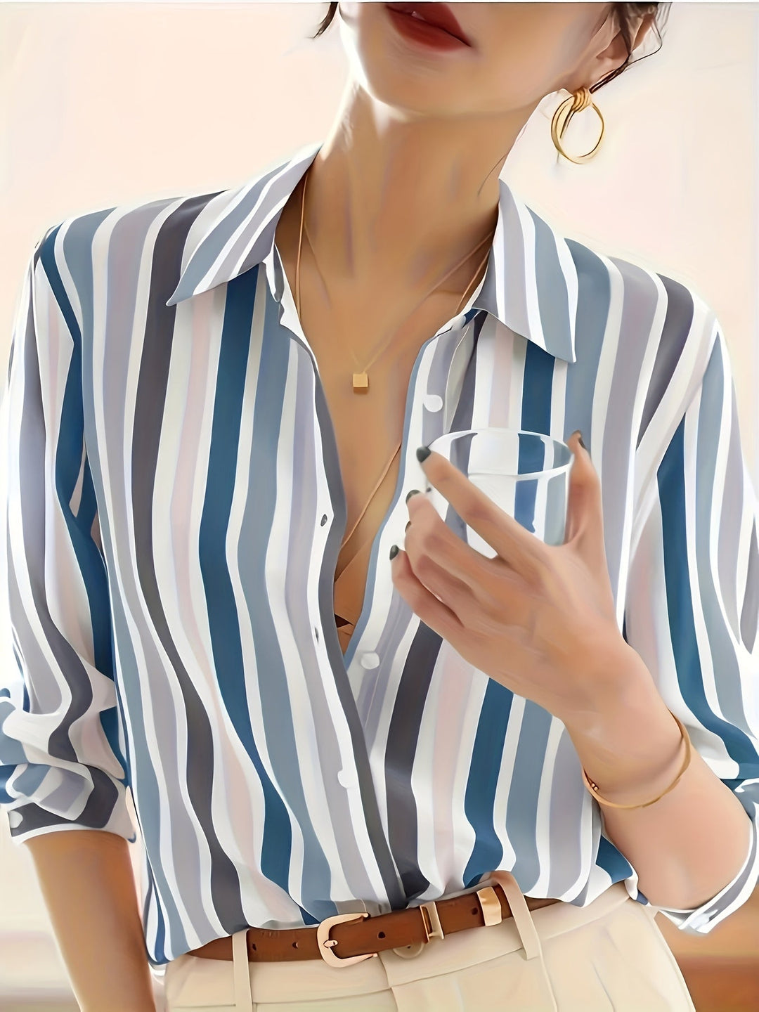 Margaux | Chemise Rayée à Manches Longues