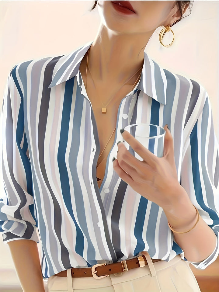 Margaux | Chemise Rayée à Manches Longues