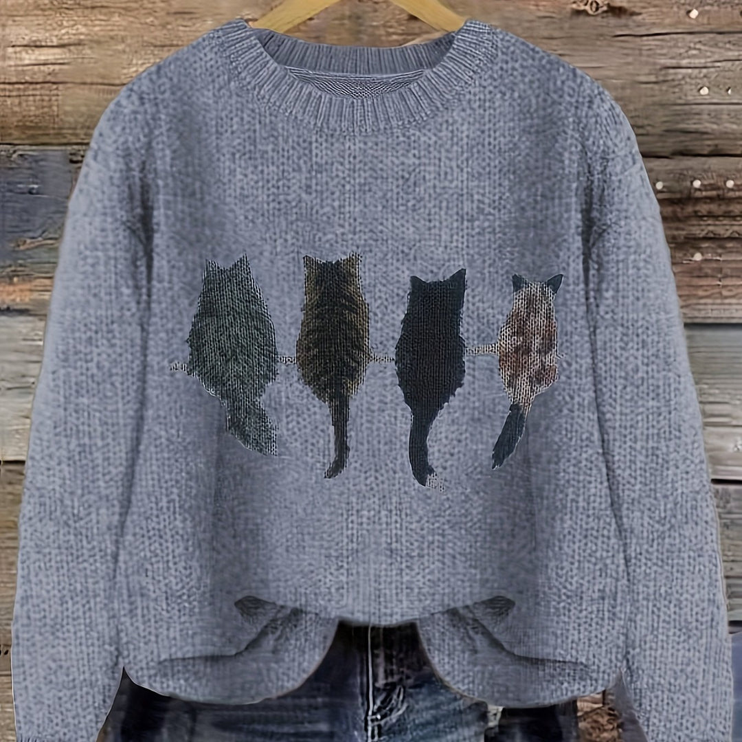 Clarisse | Pull Chaleureux à Imprimé Chats