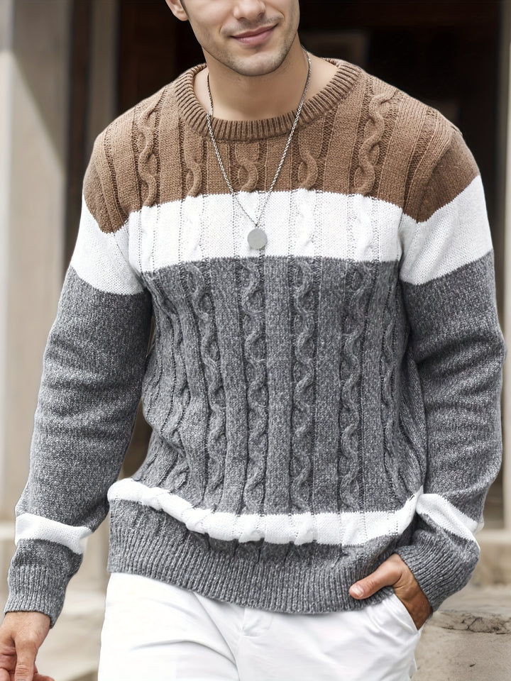 Aurélien | Pull Maille Torsadée Colorblock