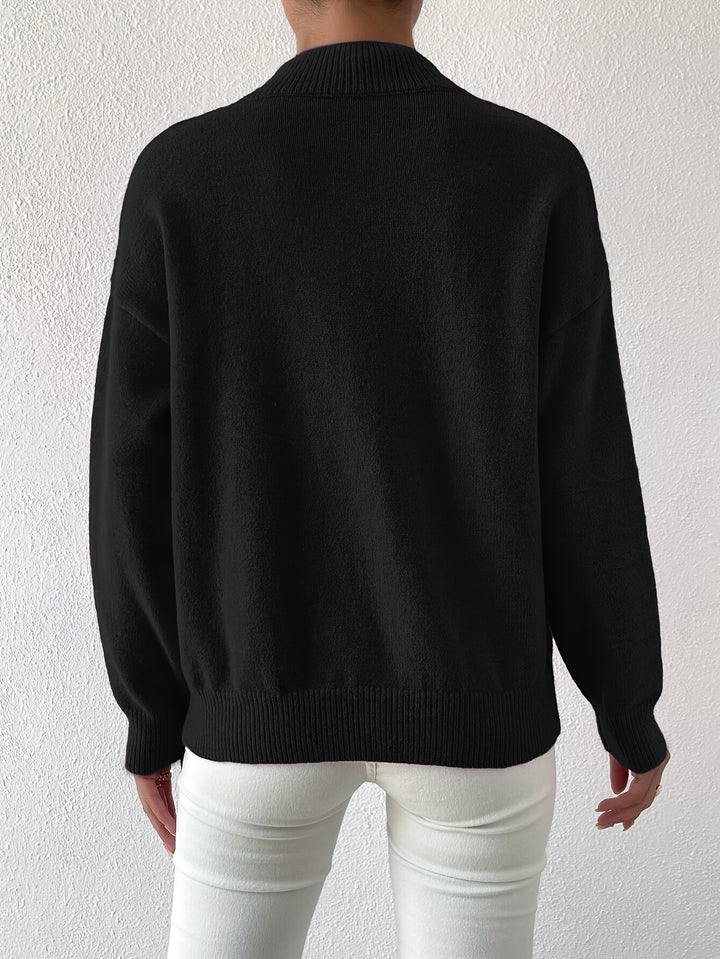Geneviève | Pull Élégant Col Montant Épaules Tombantes