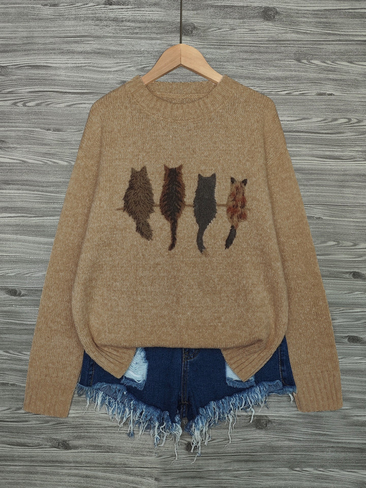 Clarisse | Pull Chaleureux à Imprimé Chats