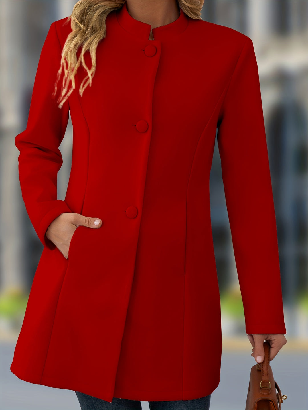Agnès | Manteau Élégant Mi-Long à Col Montant