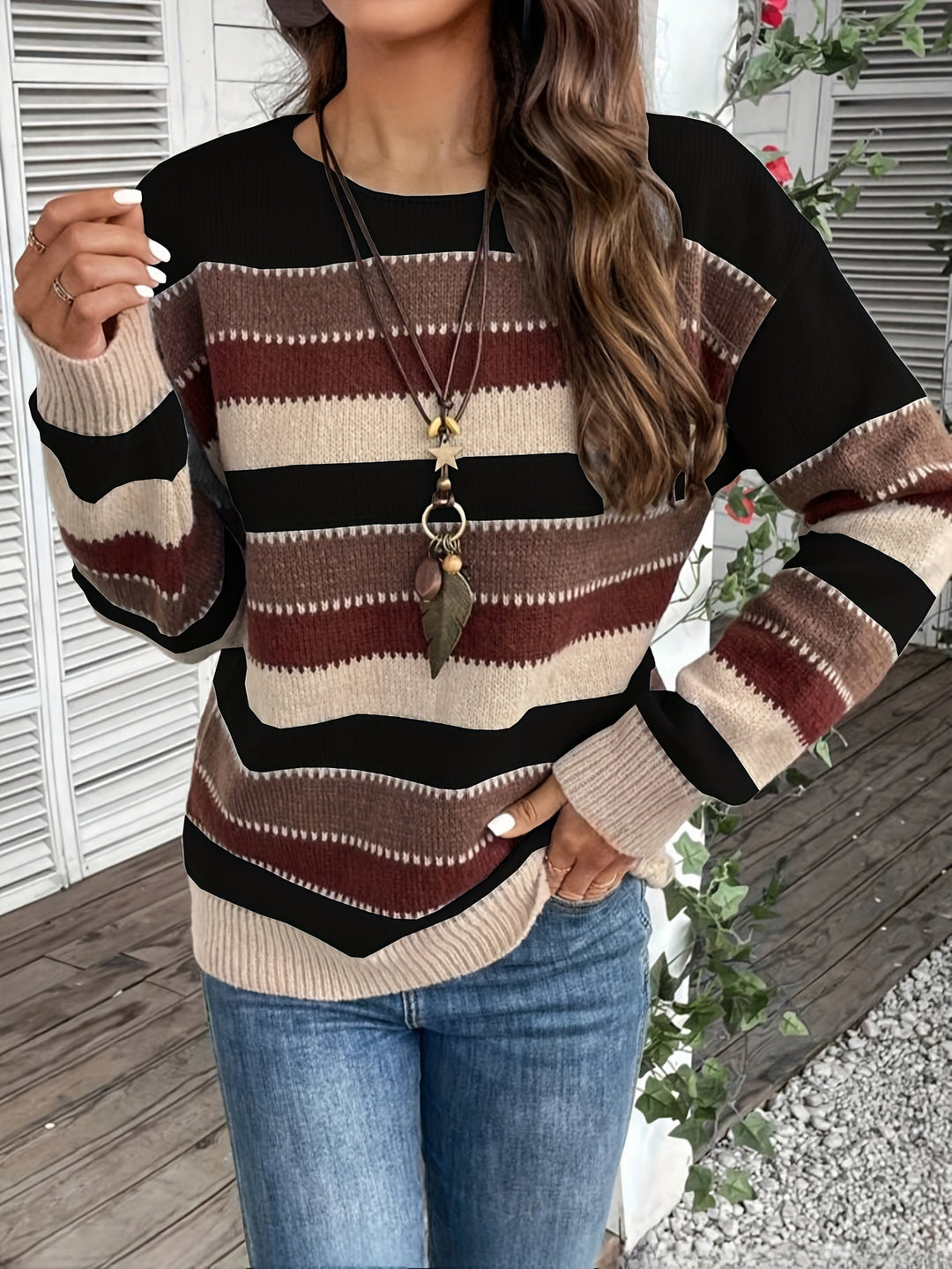 Béatrice | Pull Rayé Col Rond Coupe Ample