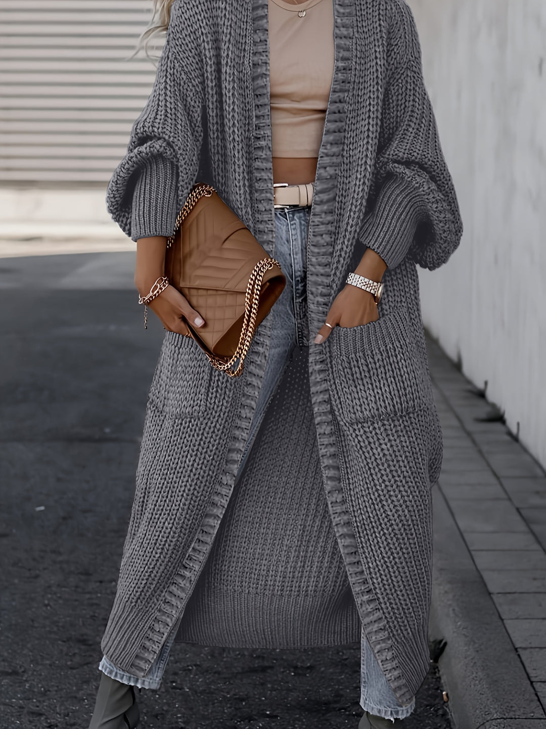 Yvette | Gilet Long Côtelé à Poches