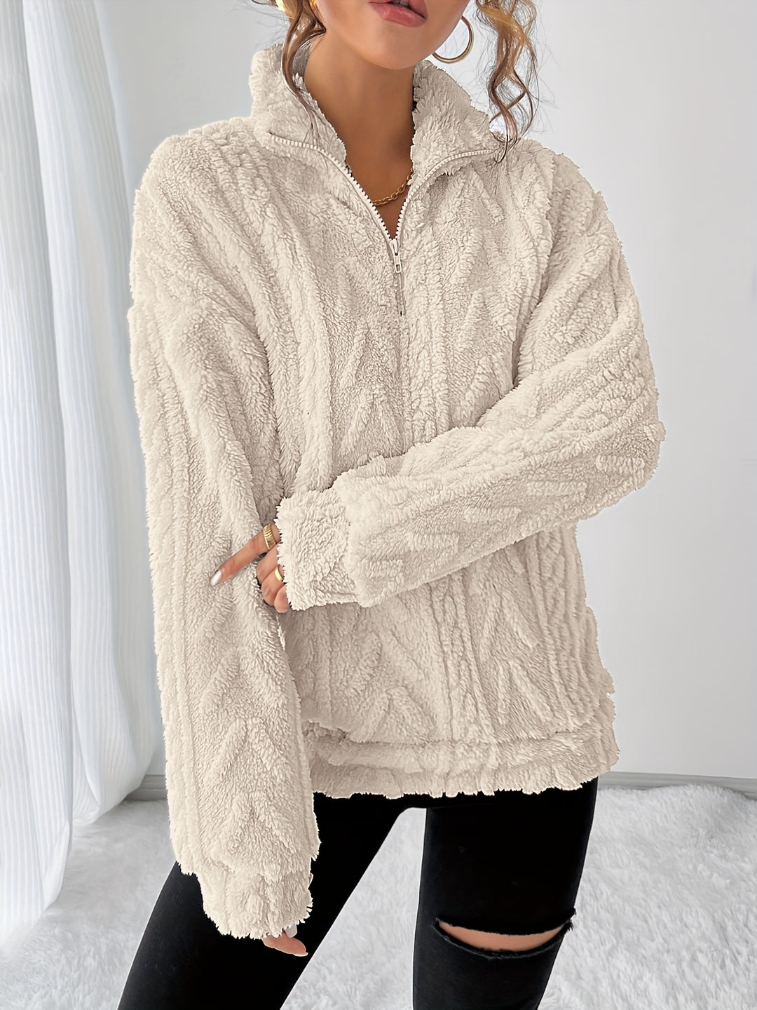 Ophélie | Pull col zippé texturé et douillet