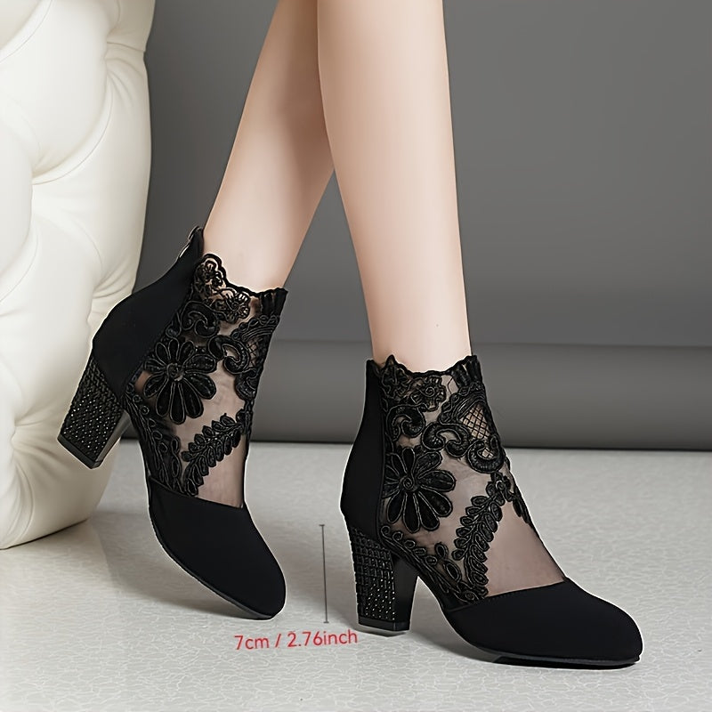 Blanche | Bottines Élégantes à Dentelle Fleurie