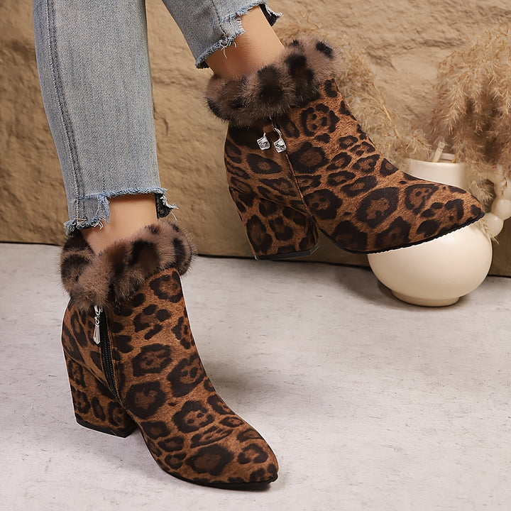 Sixtine | Bottines à Talon et Bordure Duveteuse