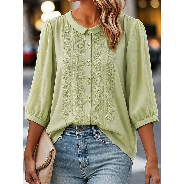 Josette | Blouse Brodée Col Claudine