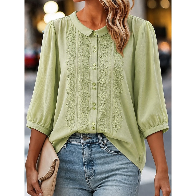 Josette | Blouse Brodée Col Claudine
