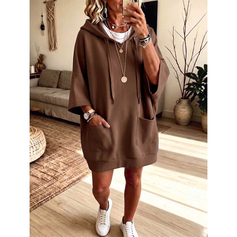 Coline | Robe Sweat à Capuche Décontractée