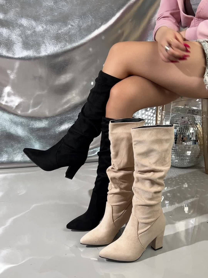 Albane | Bottes Hautes Drapées à Talon