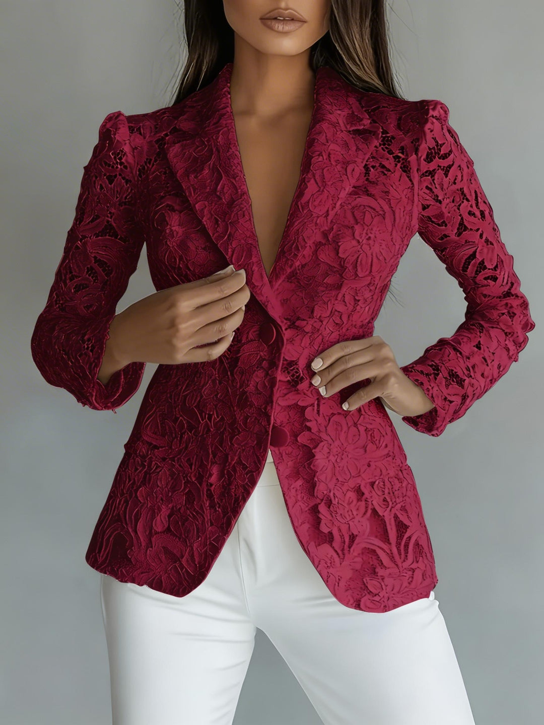 Salomé | Blazer Ajouré à Motifs Floraux