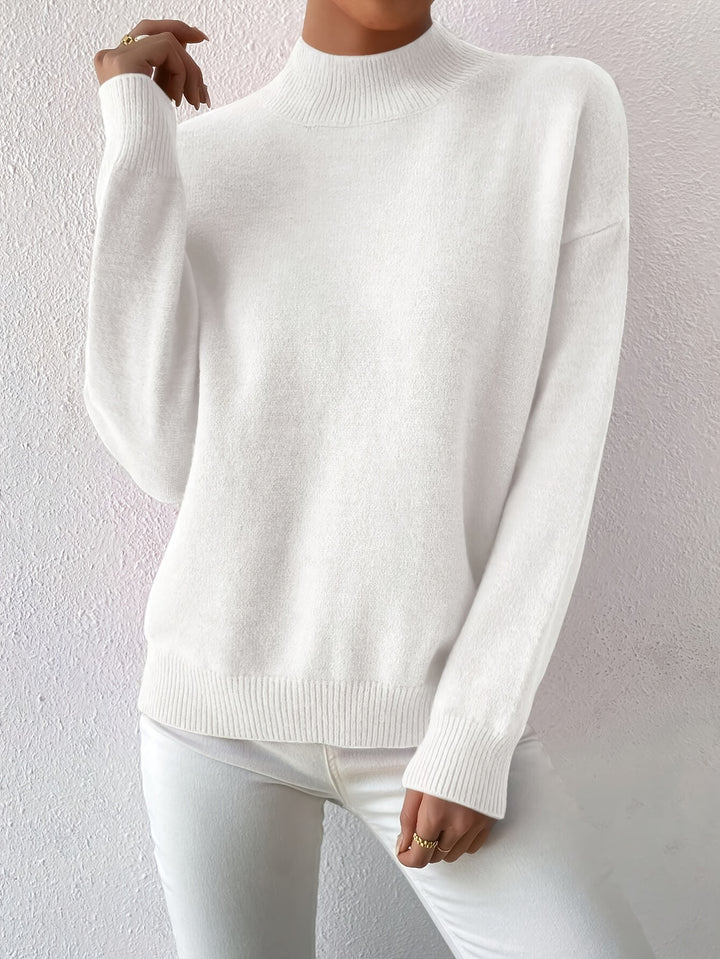 Geneviève | Pull Élégant Col Montant Épaules Tombantes