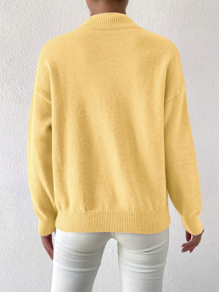 Geneviève | Pull Élégant Col Montant Épaules Tombantes