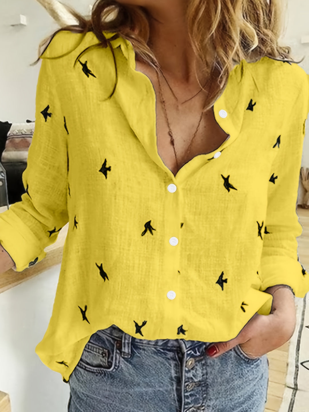 Aline | Chemise Fluide à Imprimé Oiseaux