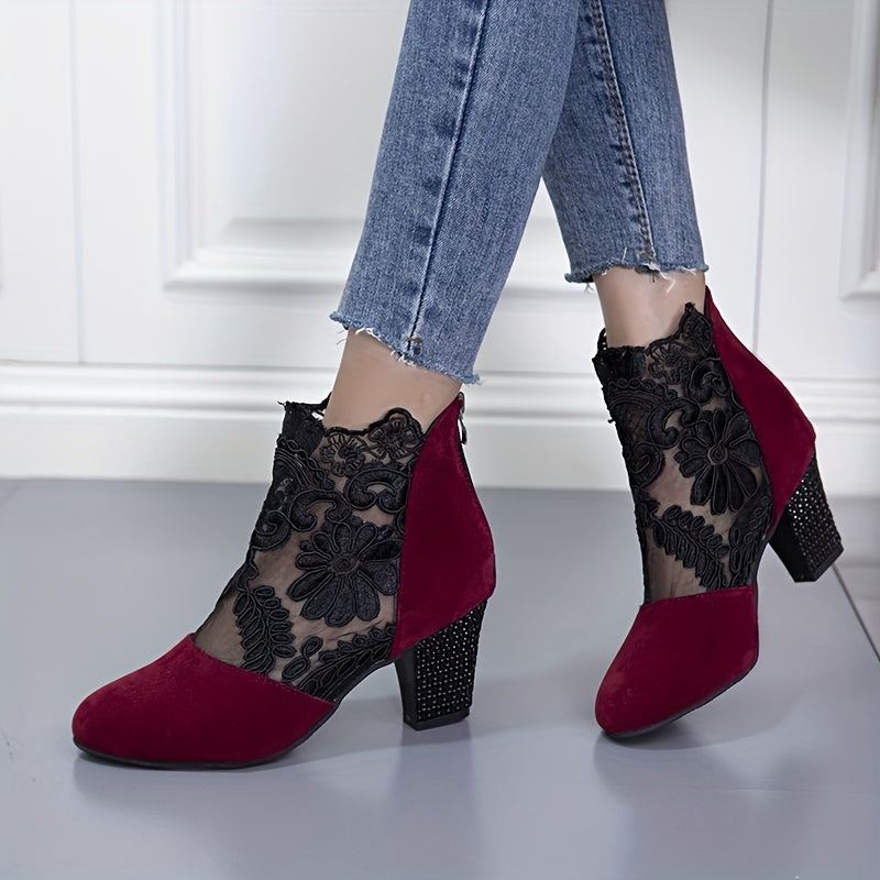 Blanche | Bottines Élégantes à Dentelle Fleurie