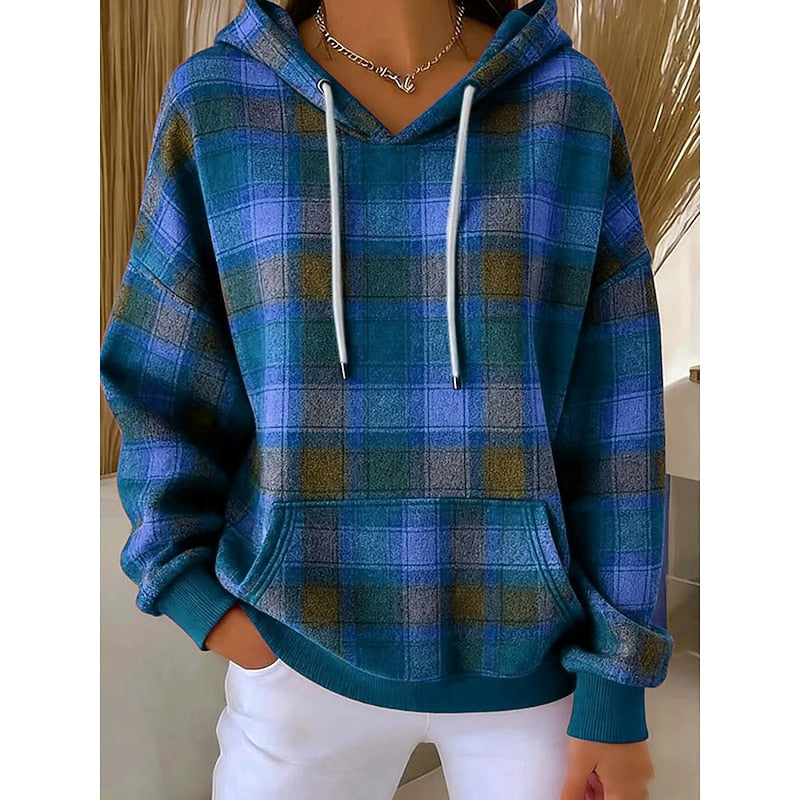 Anaïs | Sweat à Capuche Carreaux Chaleureux