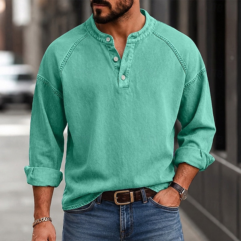 Célestin | Haut Henley Décontracté à Manches Longues