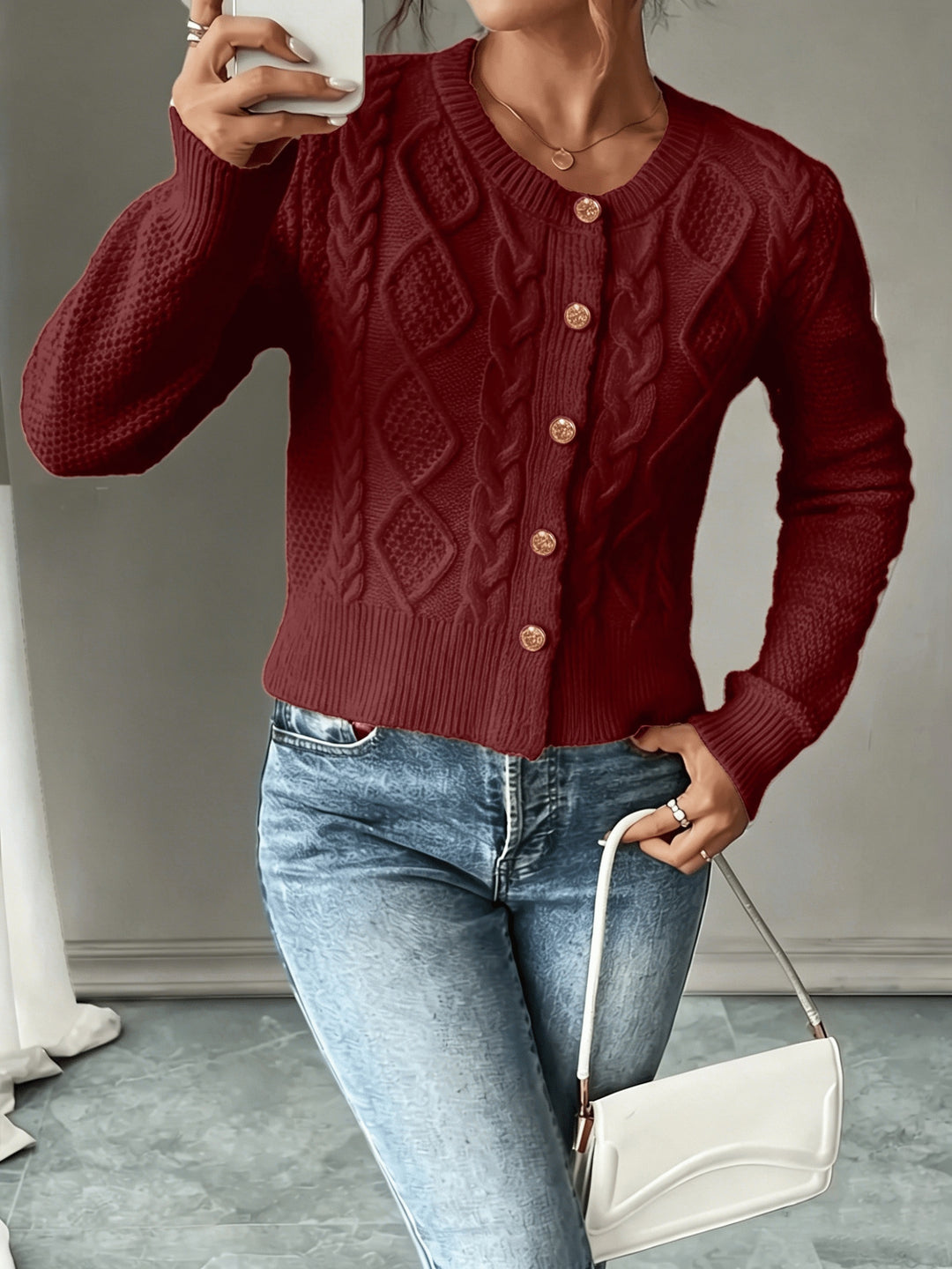 Ariane | Gilet Torsadé à Boutons Dorés