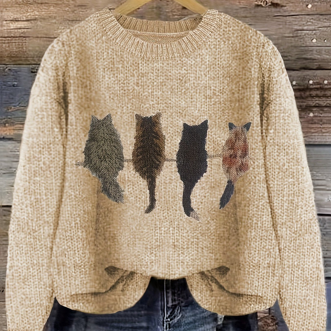 Clarisse | Pull Chaleureux à Imprimé Chats