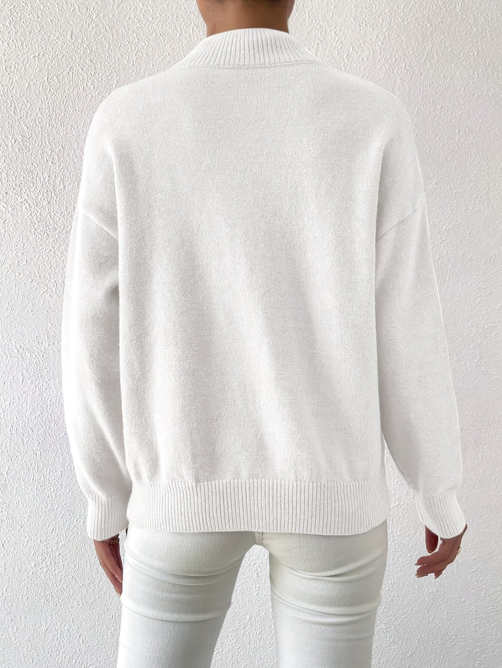 Geneviève | Pull Élégant Col Montant Épaules Tombantes