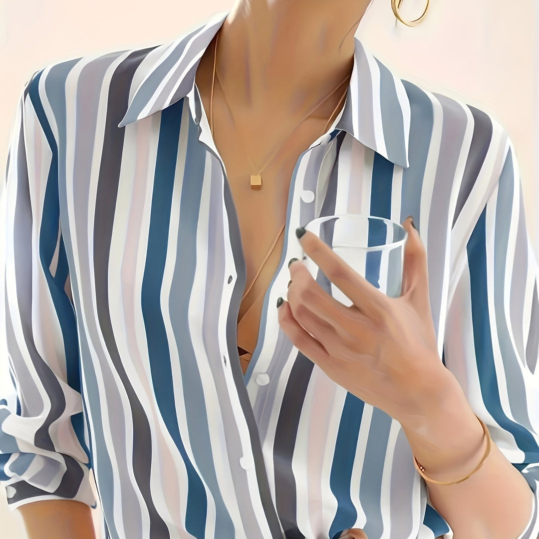 Margaux | Chemise Rayée à Manches Longues