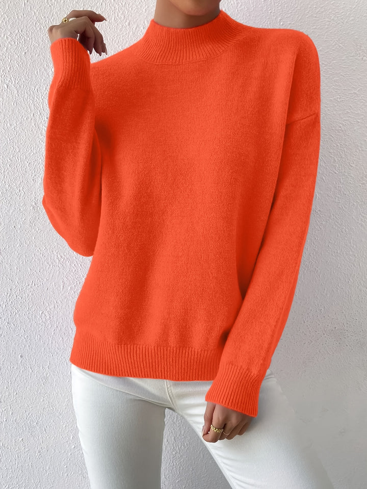Geneviève | Pull Élégant Col Montant Épaules Tombantes