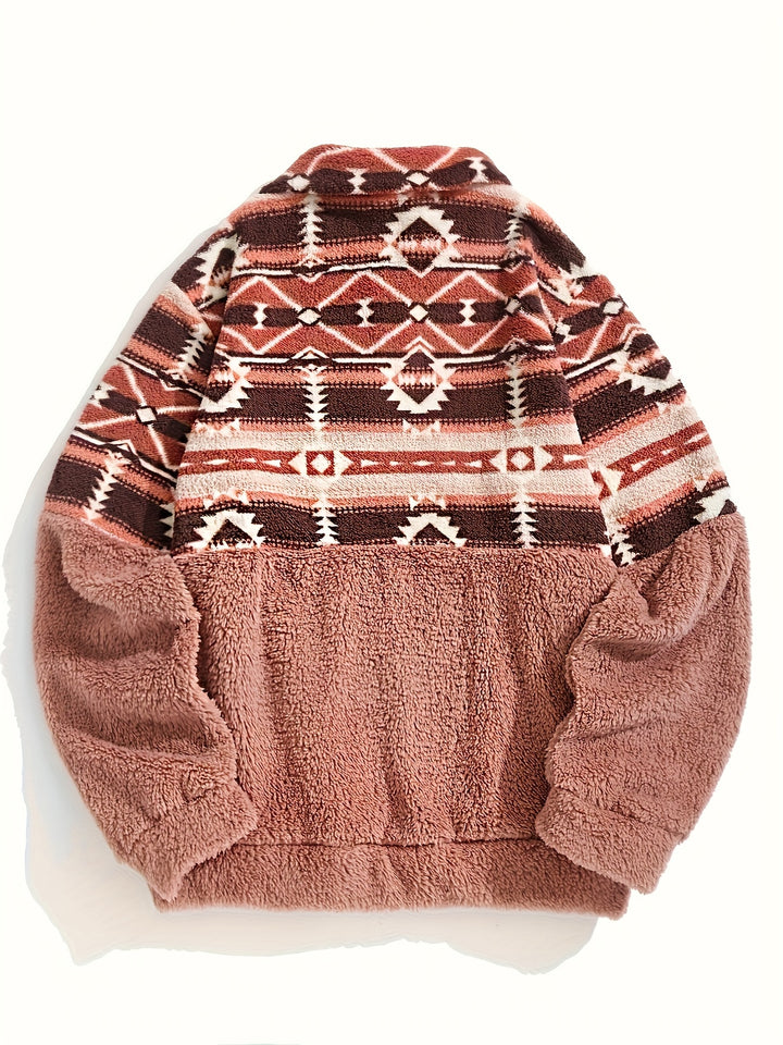Léonie | Sweat Chaleureux à Demi-Zip et Motif Géométrique