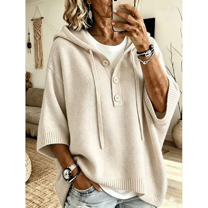 Agathe | Pull à Capuche Boutonné Décontracté