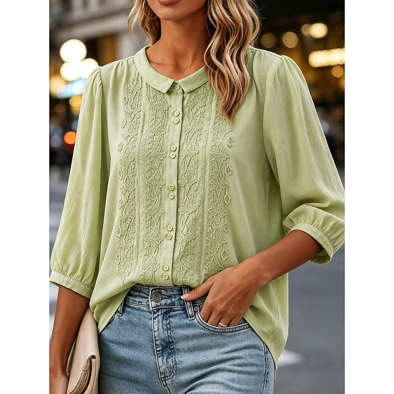 Josette | Blouse Brodée Col Claudine