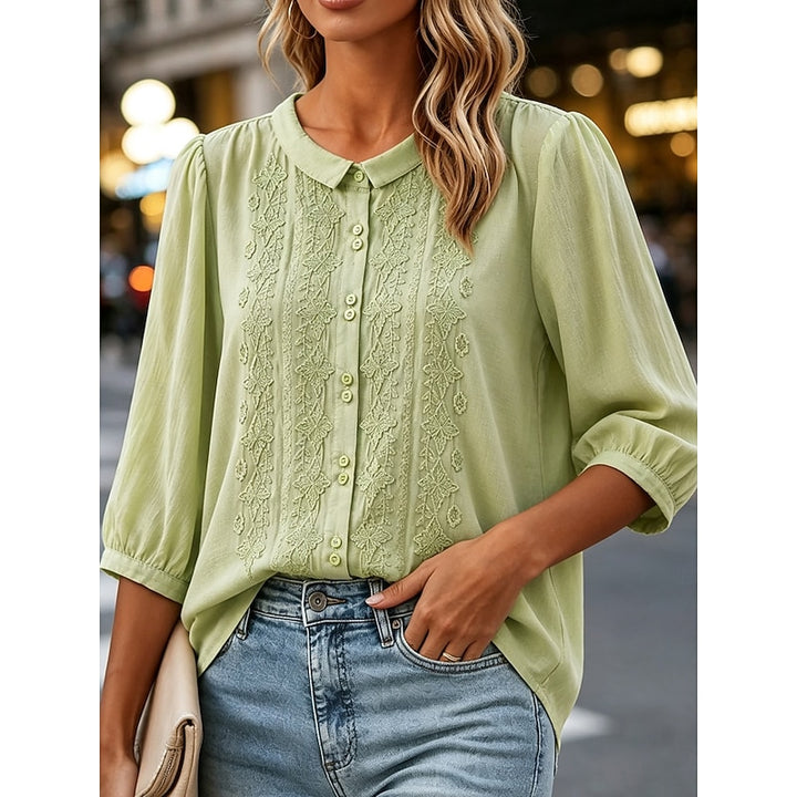 Josette | Blouse Brodée Col Claudine