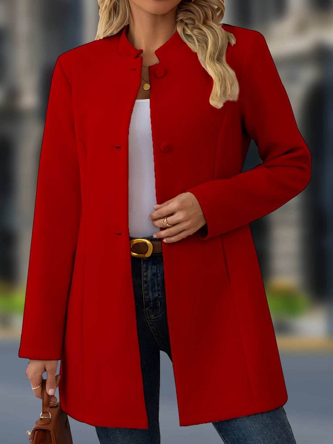 Agnès | Manteau Élégant Mi-Long à Col Montant
