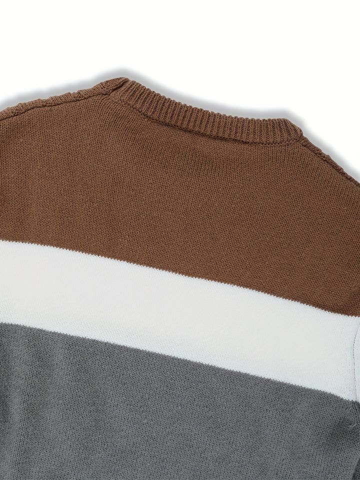 Aurélien | Pull Maille Torsadée Colorblock