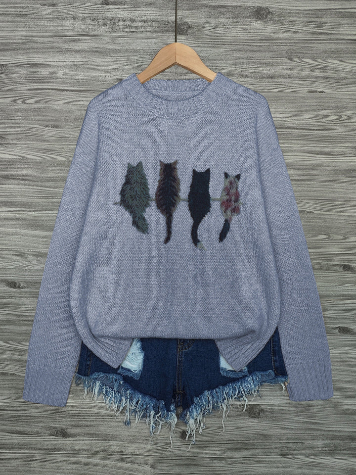 Clarisse | Pull Chaleureux à Imprimé Chats
