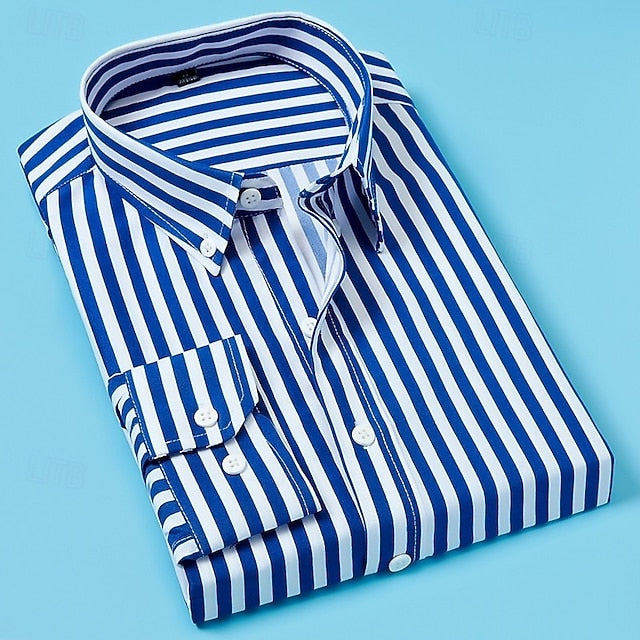 Sébastien | Chemise Rayée à Col Boutonné