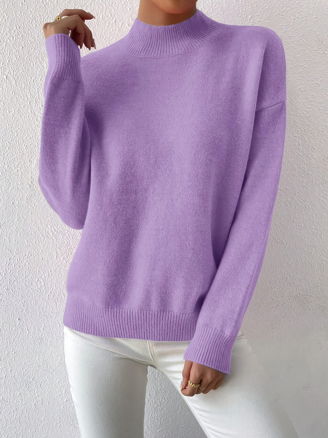 Geneviève | Pull Élégant Col Montant Épaules Tombantes