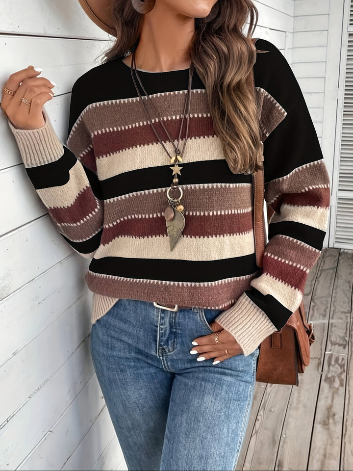 Béatrice | Pull Rayé Col Rond Coupe Ample