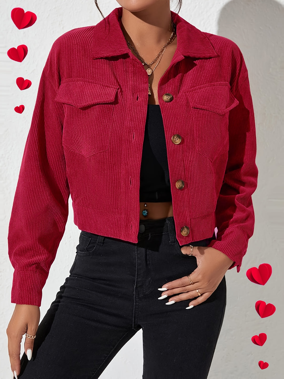 Léa | Veste Courte Boutonnée à Col
