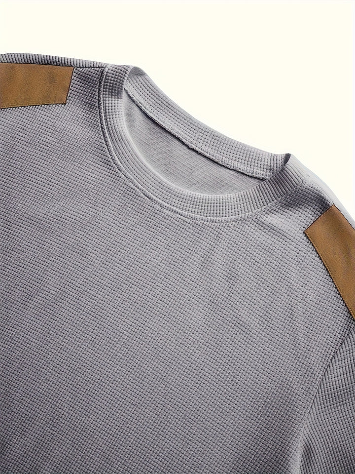 Thibault | Pull texturé à col rond et empiècements contrastés