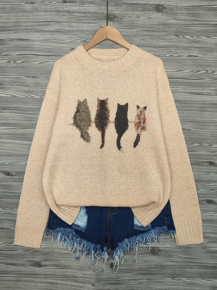 Clarisse | Pull Chaleureux à Imprimé Chats