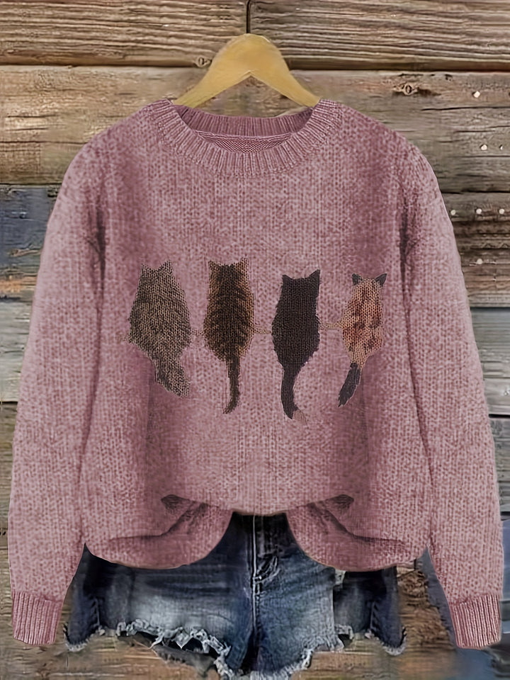 Clarisse | Pull Chaleureux à Imprimé Chats