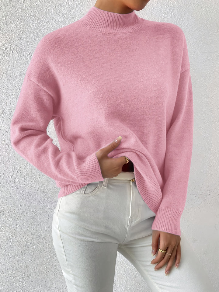 Geneviève | Pull Élégant Col Montant Épaules Tombantes