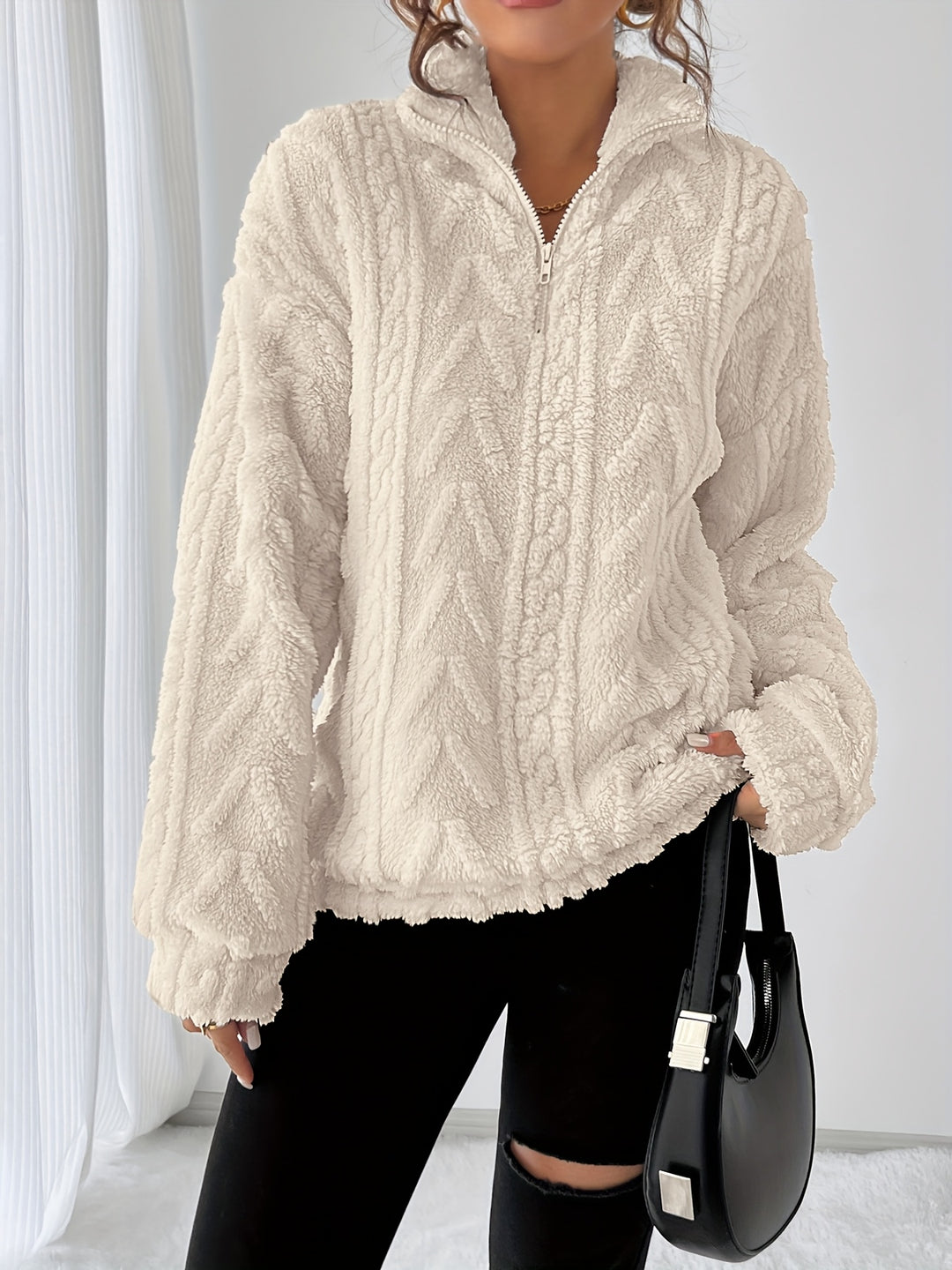 Ophélie | Pull col zippé texturé et douillet