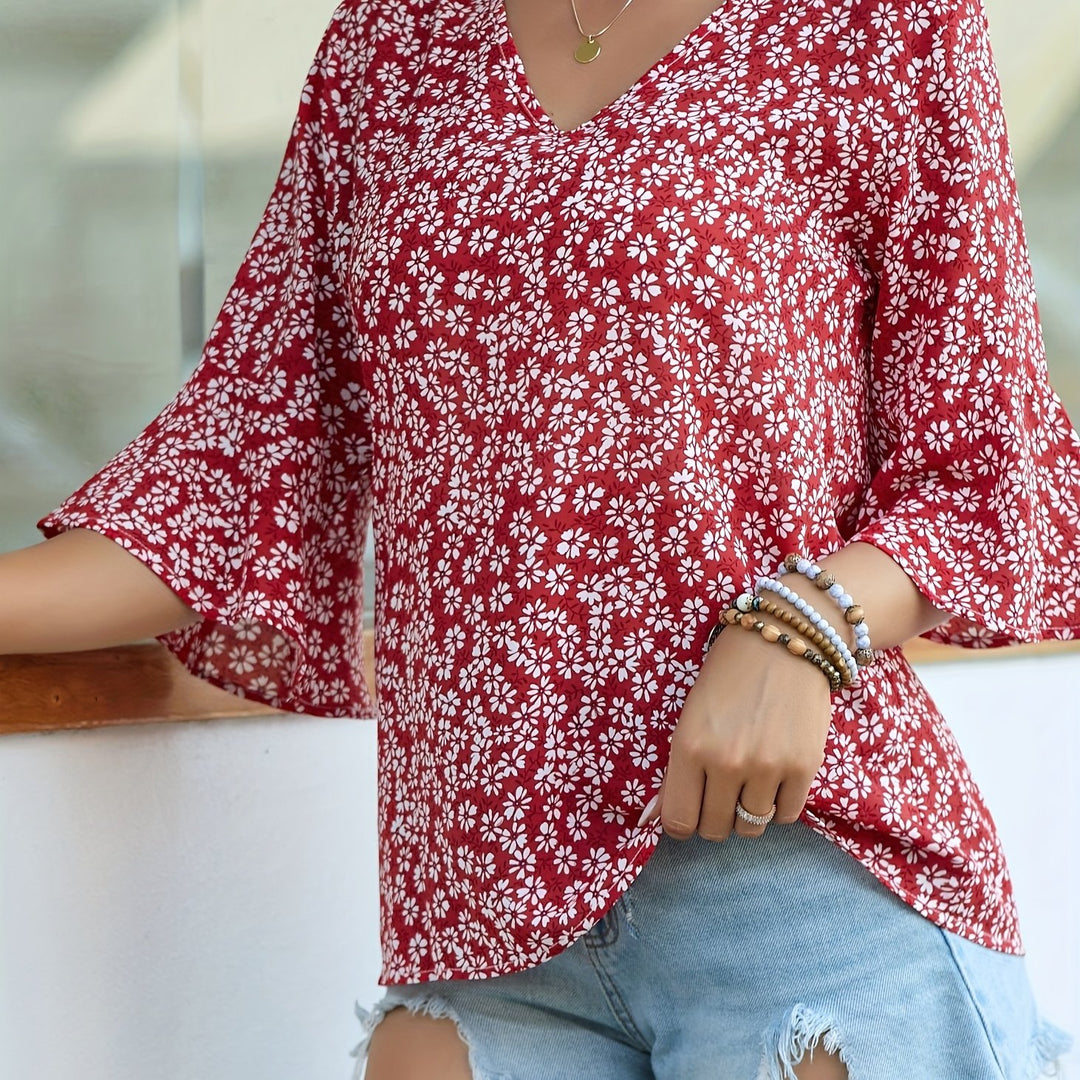 Armance | Blouse Fleurie à Manches Volantées